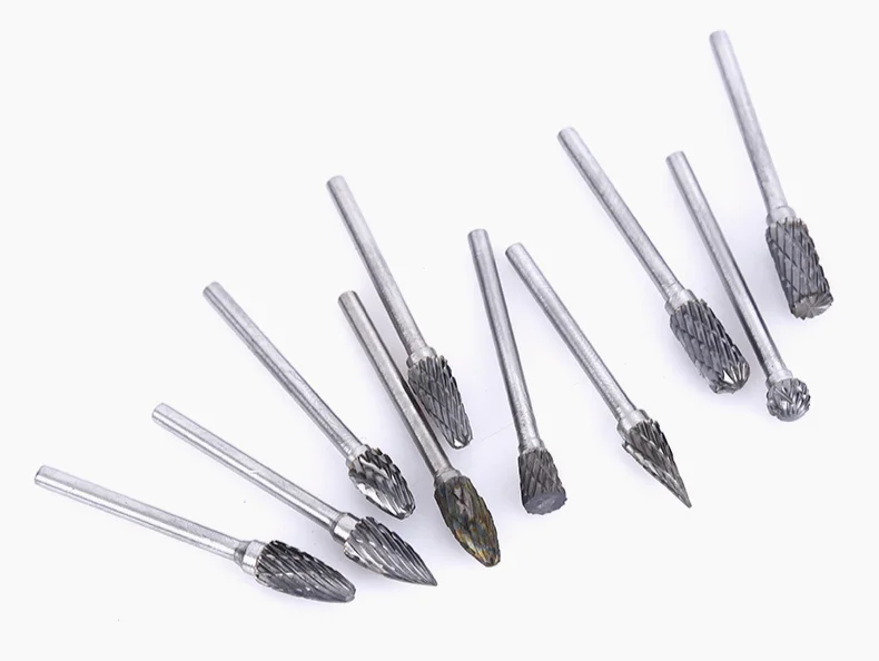CX Type Spherical Porting Tools Strawberries Carbide Burrs Shape  3/4/5/6mm Shank Double Cut Carbide Rotary Burr Set