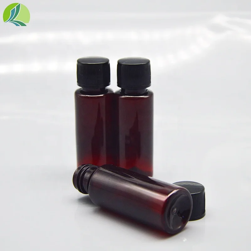 High-quality plastic oral liquid bottle 10ml 20ml brown PET plastic liquid syrup bottle dark screw cap empty bottle