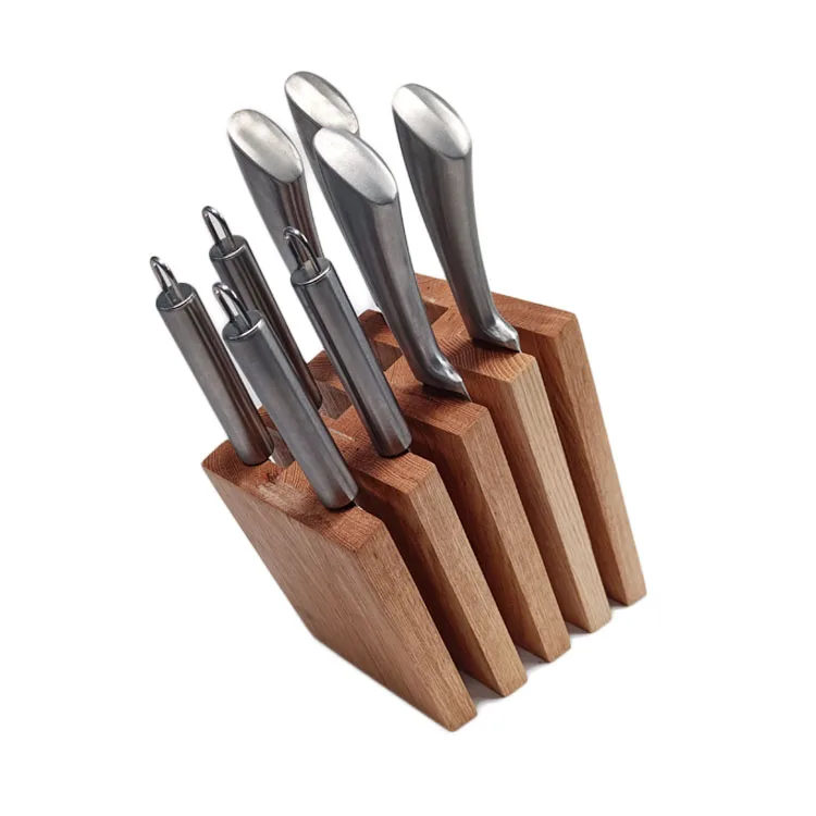 new design beech oak walnut wood magnetic knife block holder with strong power magnets kitchen wood knife holder