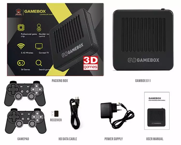 New Retro TV Game Box G11 Android 9.0 Emuelec 4.5 Dual System 64GB/128GB G11 Video Game Console Box for PSP N64 DC PS1