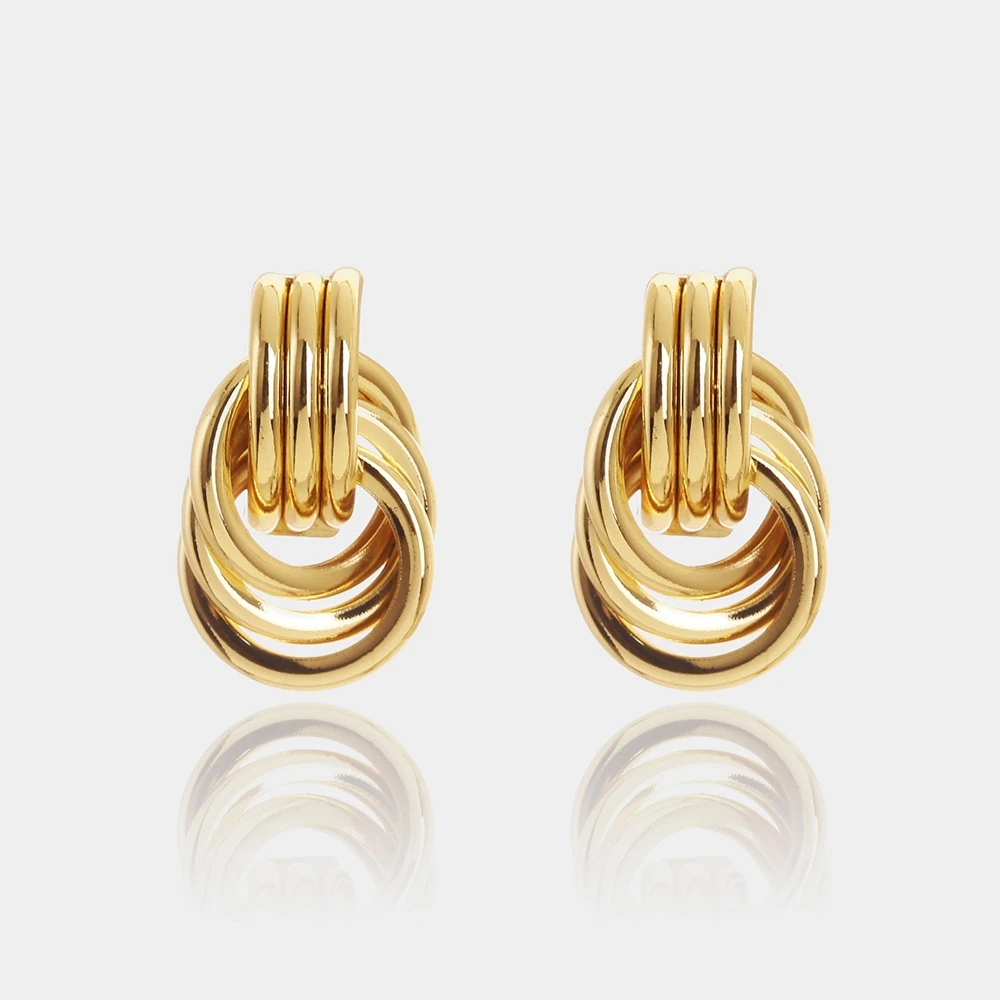 Suit customized hot multi-layer geometric thick overhanging irregular geometric 18K gold plated earrings