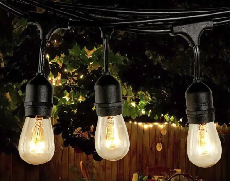 24ft E26 Bulb Lamp Socket IP65 Waterproof Outdoor Decorative Holiday Hanging String Light