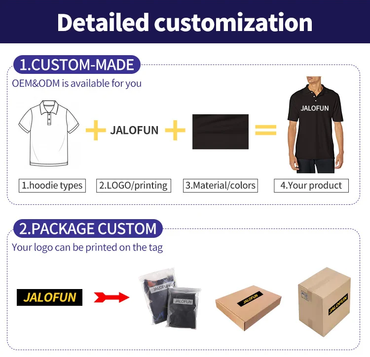 JALOFUN High Quality Designer Branded Shirt Printed on Demand  Custom Embroidery LOGO Polo Shirts