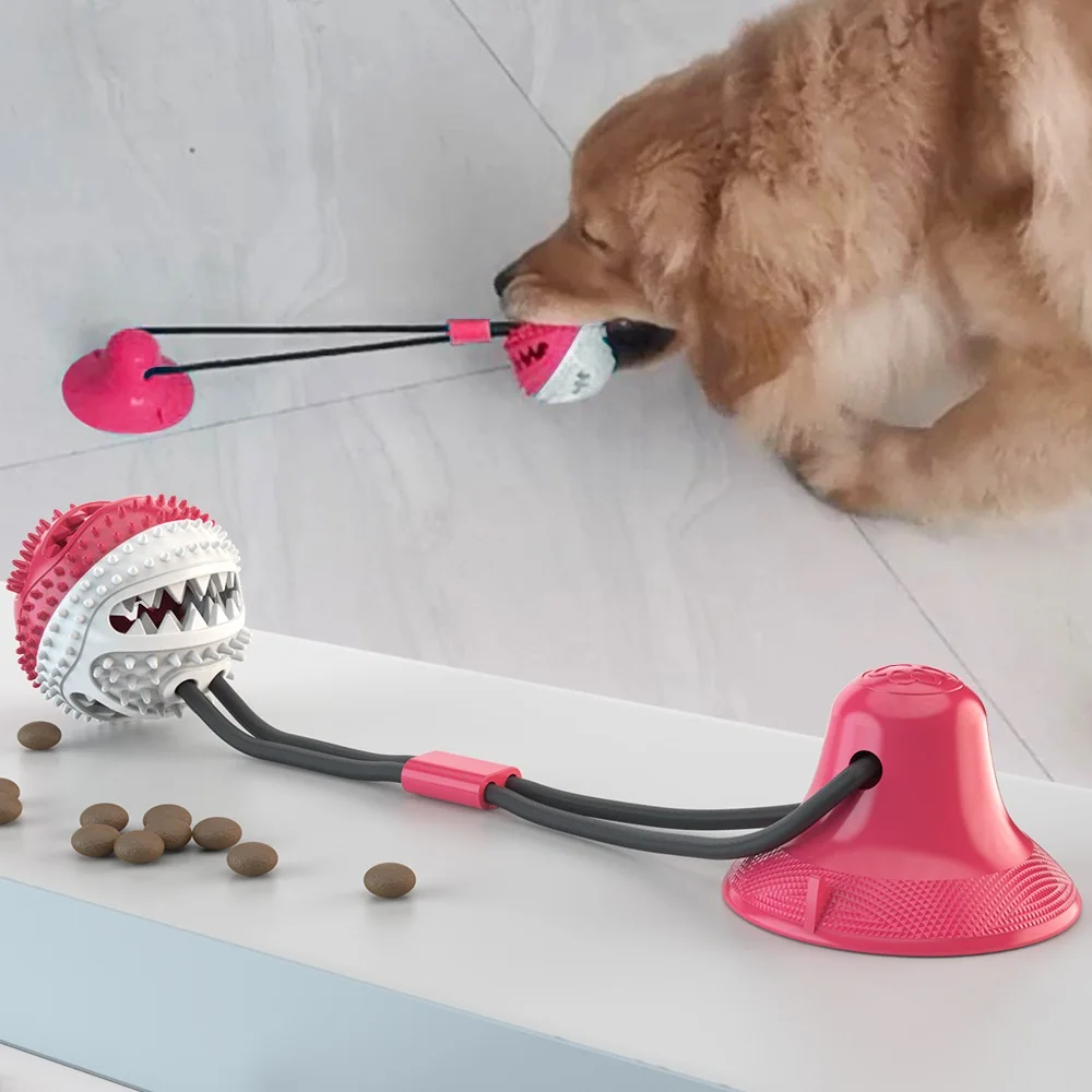 Dog Rope Ball Pull Toy Suction Cup Chew Tug Toys Squeak And Mute TPR