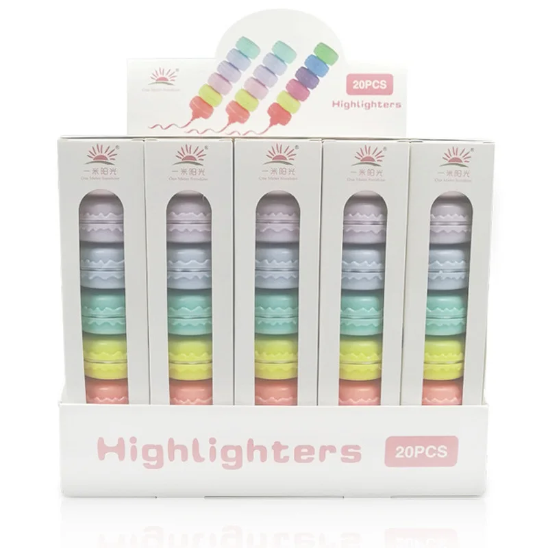Cute Stationery Building Blocks Macaron Highlighter Hand Account Color Highlighter Pen Office Marker Pens