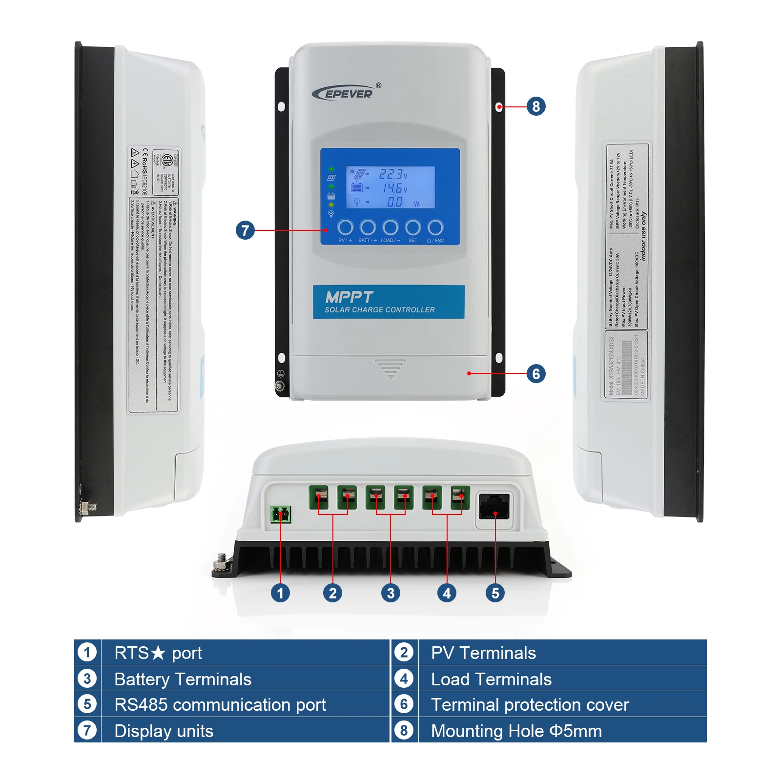 EPever  Tracer XTRA4415N  XDS2  PV Input 100V Solar Regulator 30A 40A mppt solar charge controller