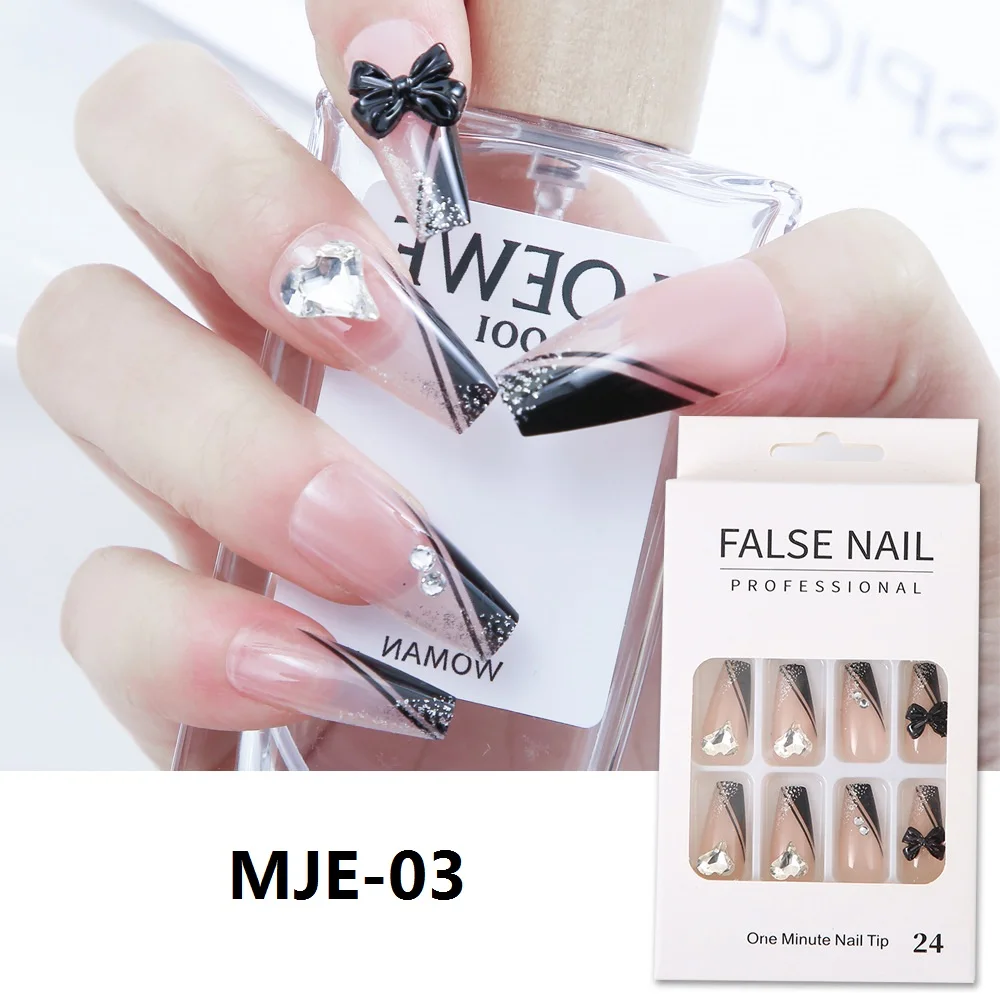 24 pcs nail art tips wholesale xxl coffin press on nails en gros false  nails with glue
