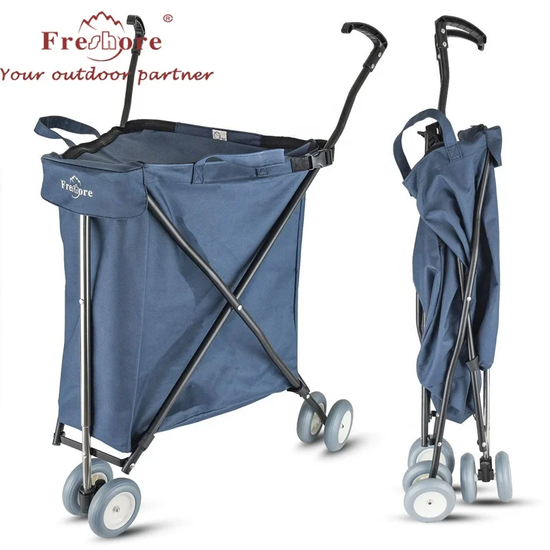 Grocery Shopping Cart with Wheels  Laundry Trolley Carrier with Heavy Duty Flexible Fashion Design