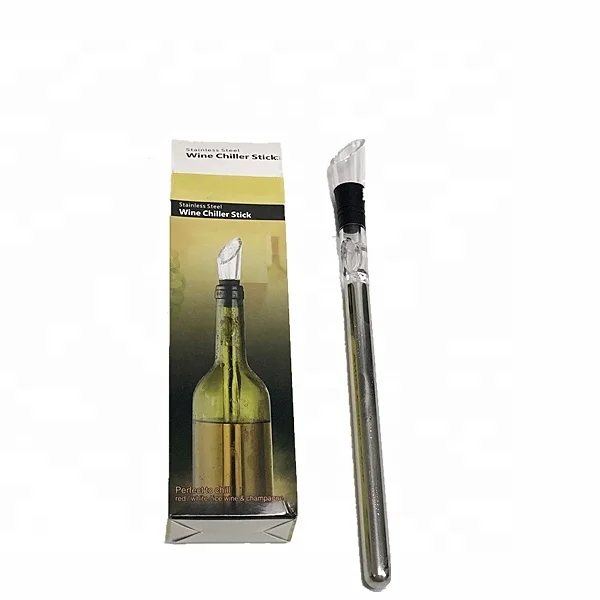 Stainless Steel Wine Chiller Stick Beverage Chilling Food Grade Silica Gel Freezer with Aerator and Pourer Decanter Cooler Wine