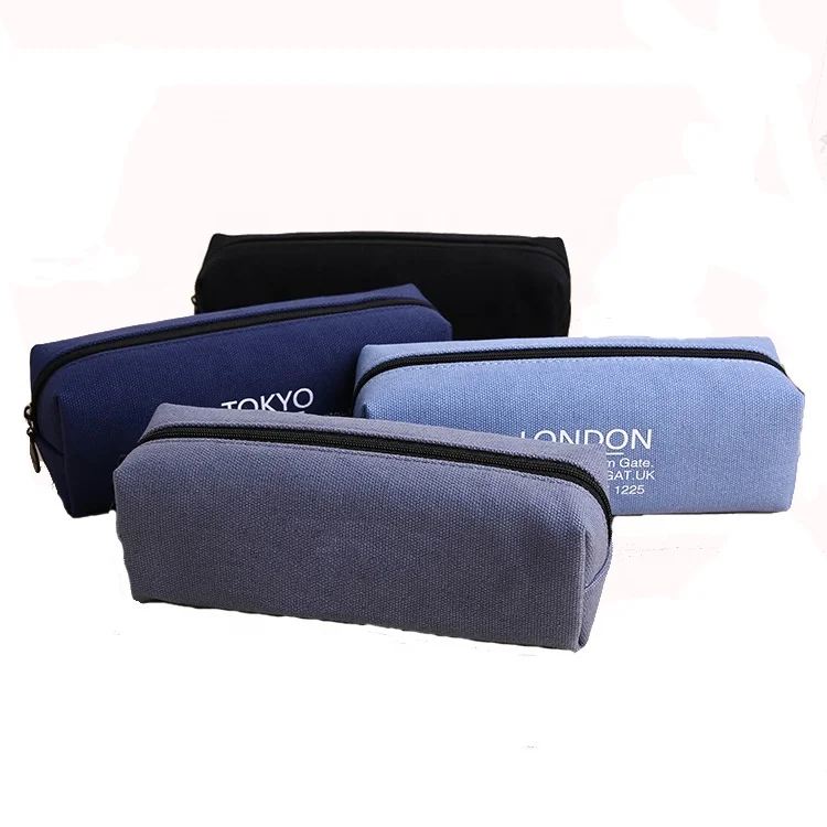 Promotion custom your design Wholesale Blank Canvas Zipper Pencil Bags case