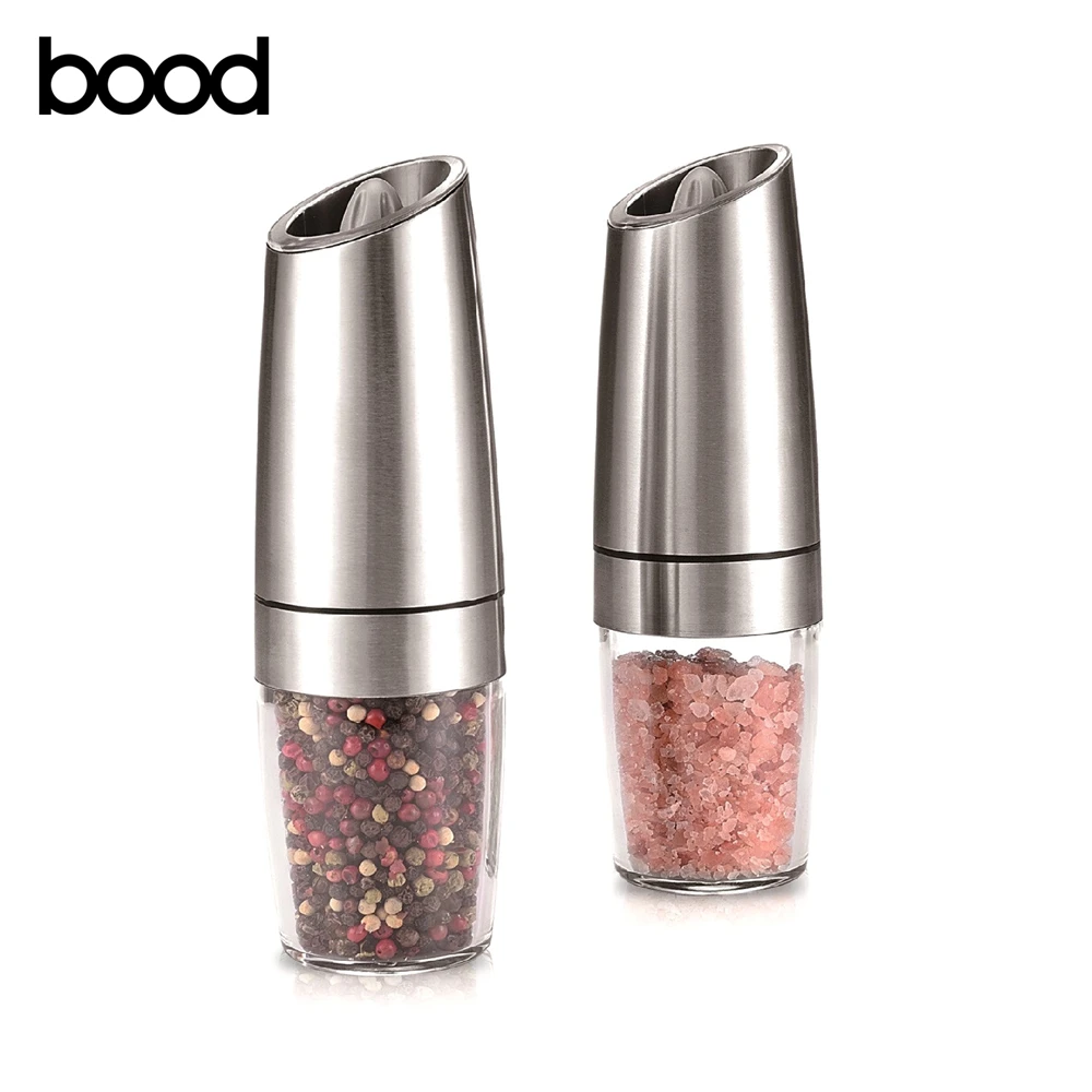 Amazon hot sale batteries operated gravity salt and pepper mill automatic grinder set LFGB CE RoHS approved