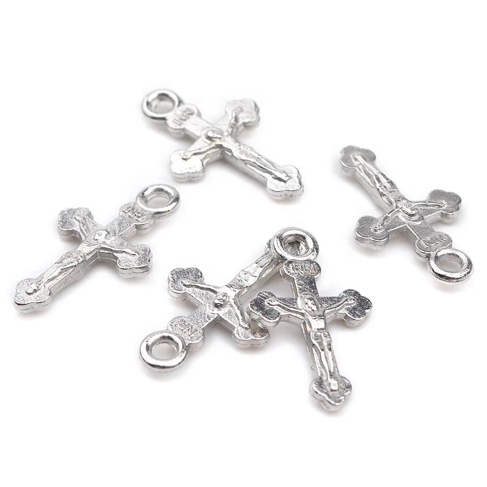 Catholic 20mm Small  Bracelet Cross Religious Classic Charm Metal Crucifix Pendant