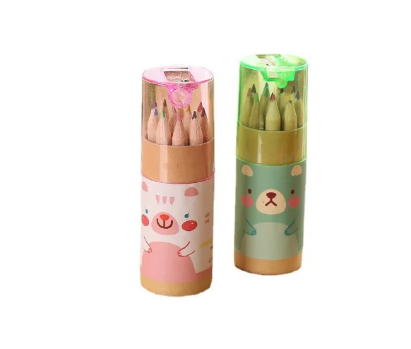 3.5 Mini natural colour pencil set with sharpener and paper tube case