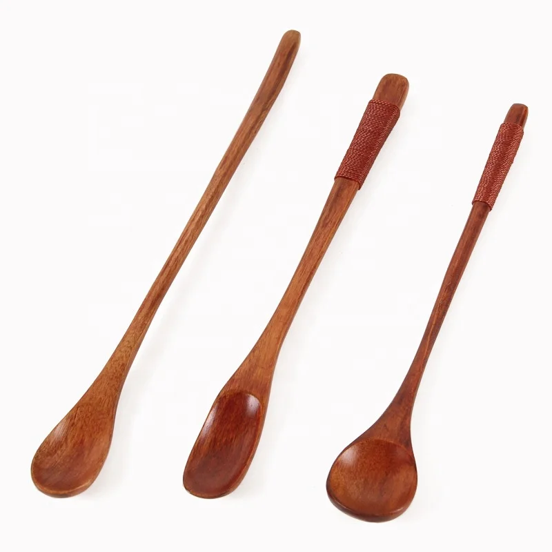 Wholesale custom logo mini honey dispensing stick natural wooden coffee tea mixing stir dipper spoon with long handle
