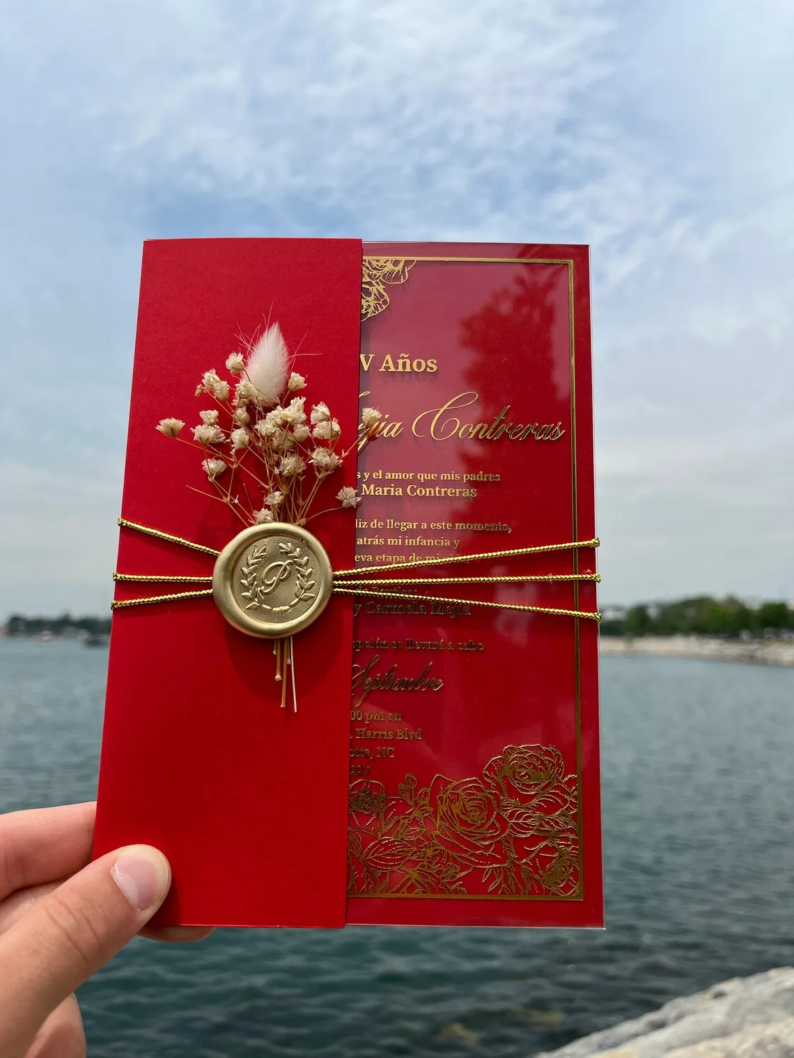 wholesale custom Luxury Elegant Transparent Plexiglass Quinceanera wedding Invitations Cards With velvet envelope