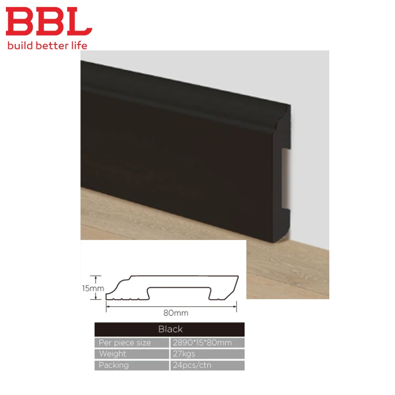 Черное напольное покрытие BBL spc настенное основание 2890*15*80 мм плинтус