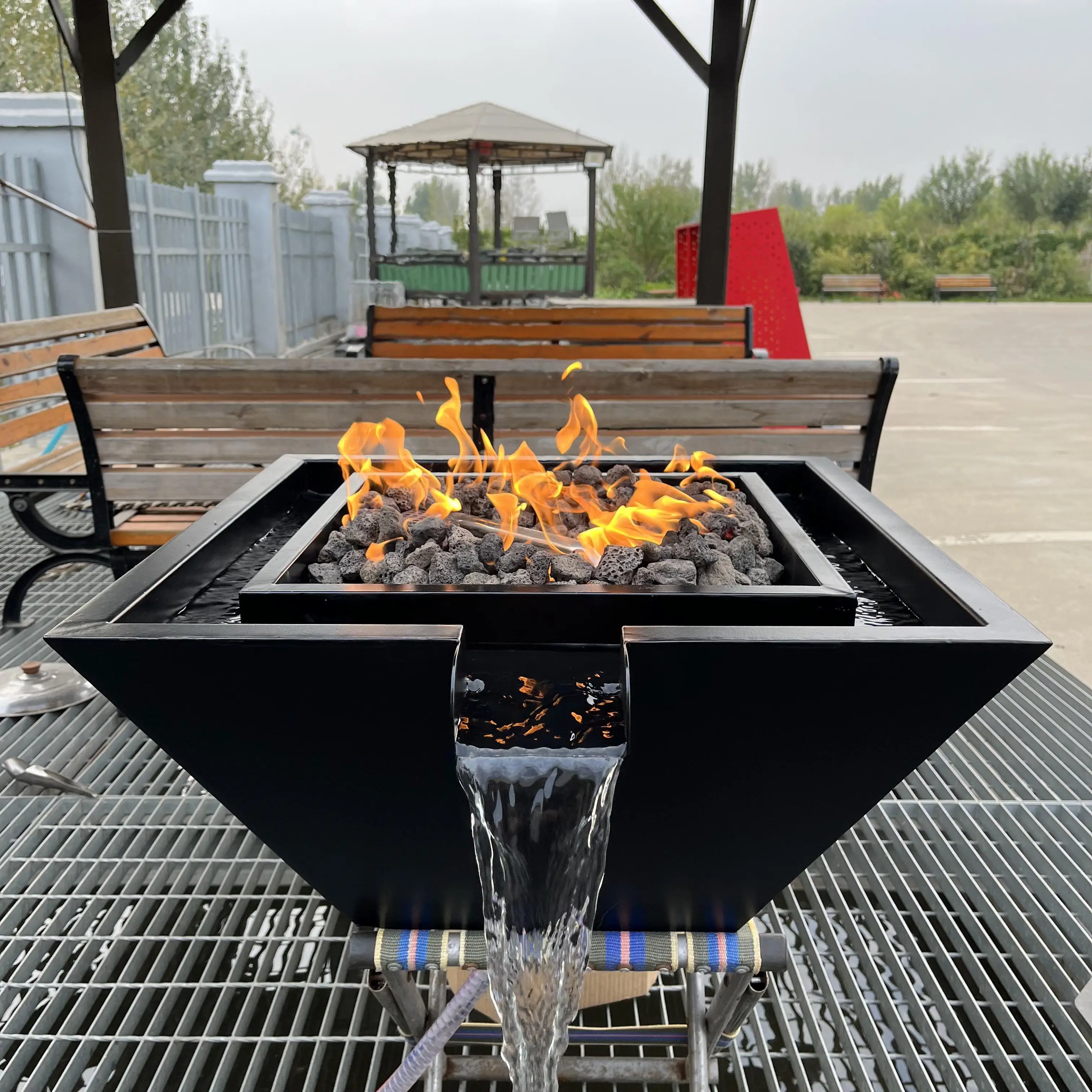 outdoor  Remote control and water outlet black  Fire Pits