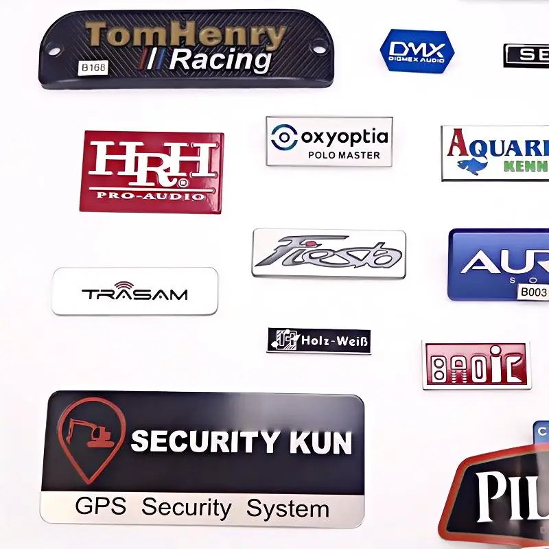 Custom Aluminum Logo Textured Background Signage Metal Die-cast Tags Nameplate for Sports Bikes