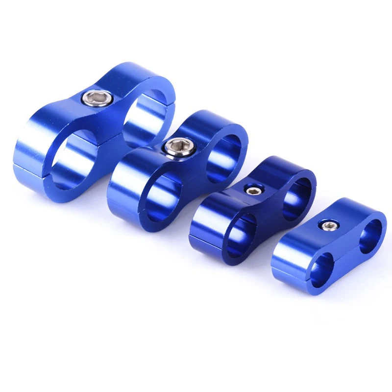 Wire Clamp, AN4 / 6 / 8 / 10 / 12 Pipe Line Clip, Aluminum 2 Holes Auto Exhaust Oil Tube Separator, 9 Colors