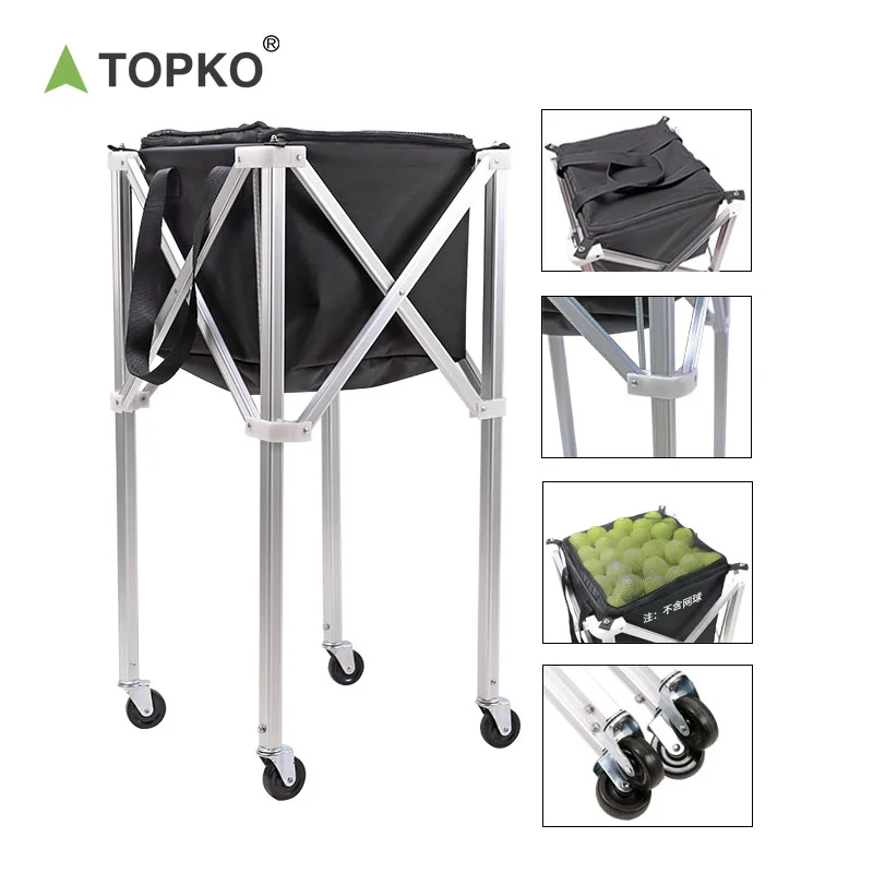 TOPKO Folding Tennis Storage Basket Easy Carrying & Folding Large Storage Movable Trolley Tennis Ball basket Tennis Ball Cart