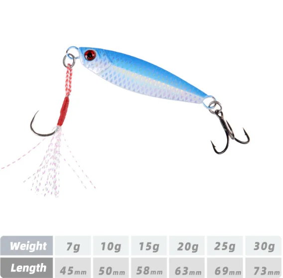 OEM 7g 10g 15g 20g 25g 30g Artificial Fishing Jigbait Lures Glow Small Jigging Lure Metal Saltwater Fishing Jigs