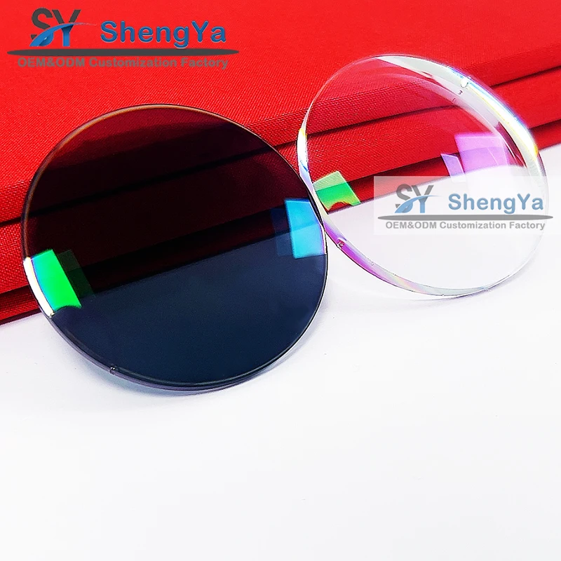 Photochromic Color Changing Lens Single Vision Eyesglass Lens Pink Lenses Grey 1.56 Photochromic Purple Resin Blue Clear HMC
