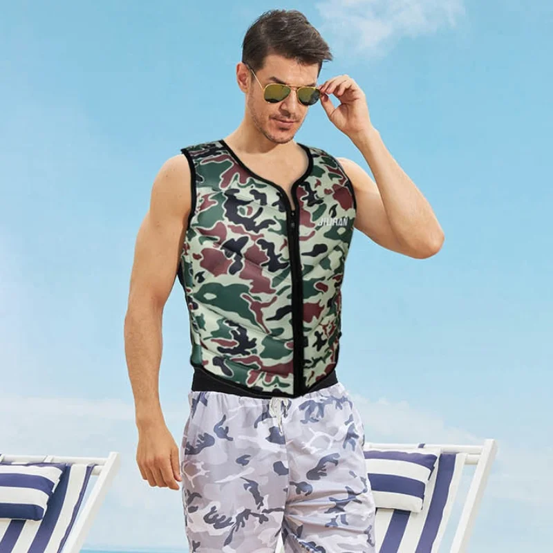 JIURAN Adult Fishing Swimming Surfing Sailing Buoyancy Chaleco Salvavidas Neoprene Camouflage Life Jacket Vest For Water Sports