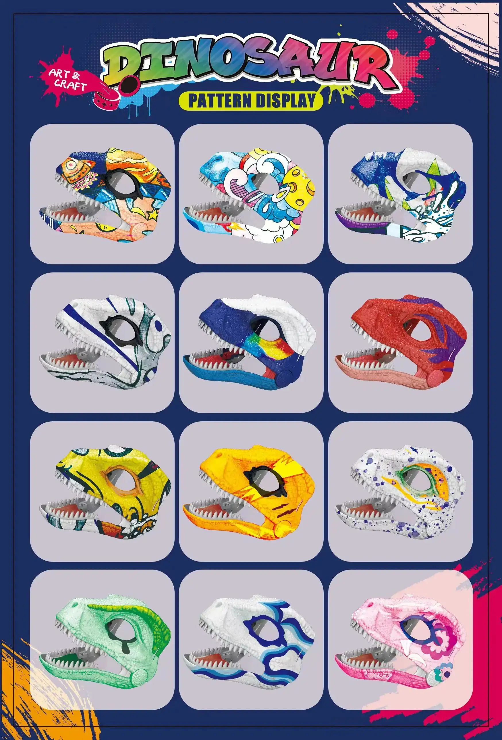 DIY Creative Dino Mask Dinosaur Moving Jaw Masks Animal Head Mask Toy Halloween Costume Party Cosplay Gifts For Girls & Boys