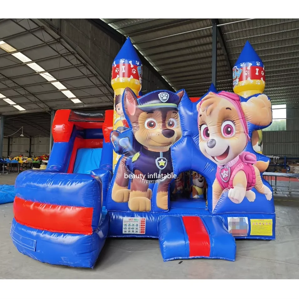 Customized  Paw Dog Patrol theme combo inflatable bouncy castle combo for party business