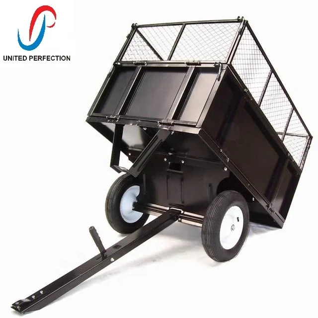 
low MOQ manufacture heavy duty ATV/UTV lawn mower cart garden dumper garden dumping steel trailer for sale  (62322136838)