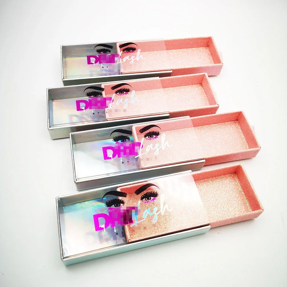 Private Label Custom Empty Drawer Eyelash Packaging Storage Box Case  with Clear Cover