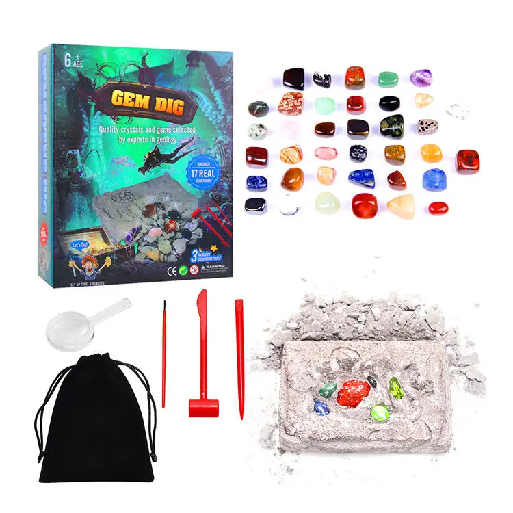 DIY Gem Minerals Gypsum Archaeology Toy Set Dig And Discover Gem DIY Excavation Educational Toys For Kids