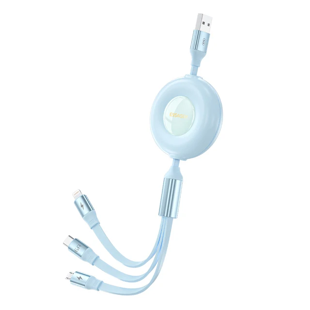 Es-ager 6A 3 in 1 USB Cable Fast Charger 66W Type C Wire Micro Data Cord For iPhone 14 Samsung Xiaomi Huawei Poco Quick Charging
