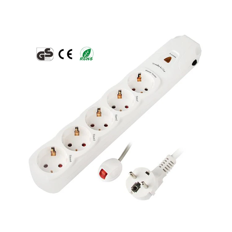Energy Saving Electrical AV Standby European Smart Plug with 5 Outlets
