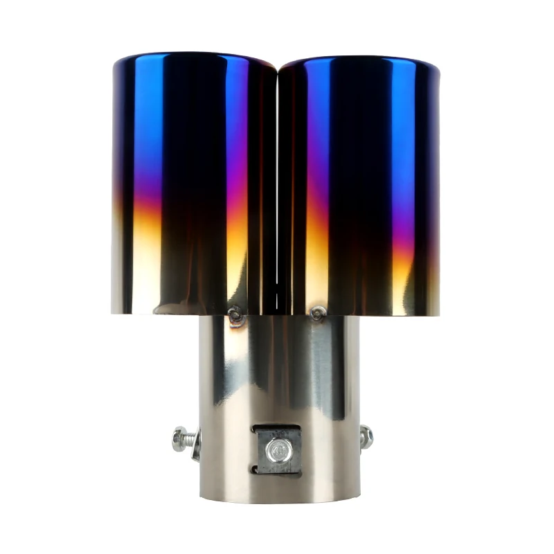 Black Chrome Universal Exhaust Pipe Modification Straight Stainless Steel Car Dual Exhaust End Tip Tail Throat