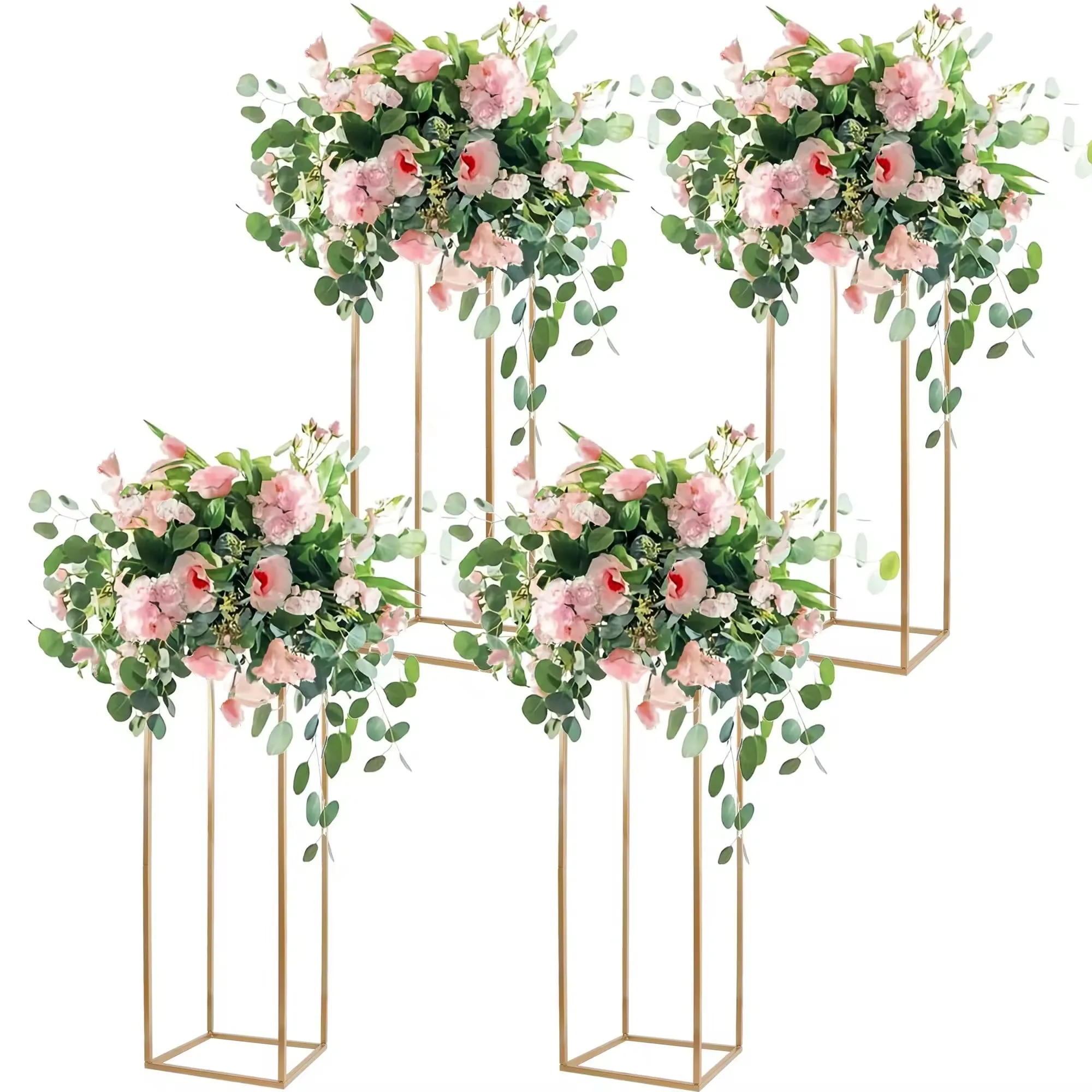 Wedding Flower Stand Rectangle Gold Metal Flower Stand for Wedding Party Table Centerpiece Wedding Flower Stand