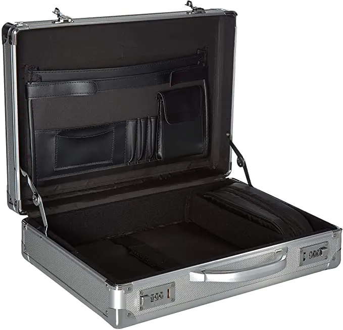 Silver 17.3-Inch Aluminum Laptop Attach Briefcase with Hard-Sided with Combination Locks