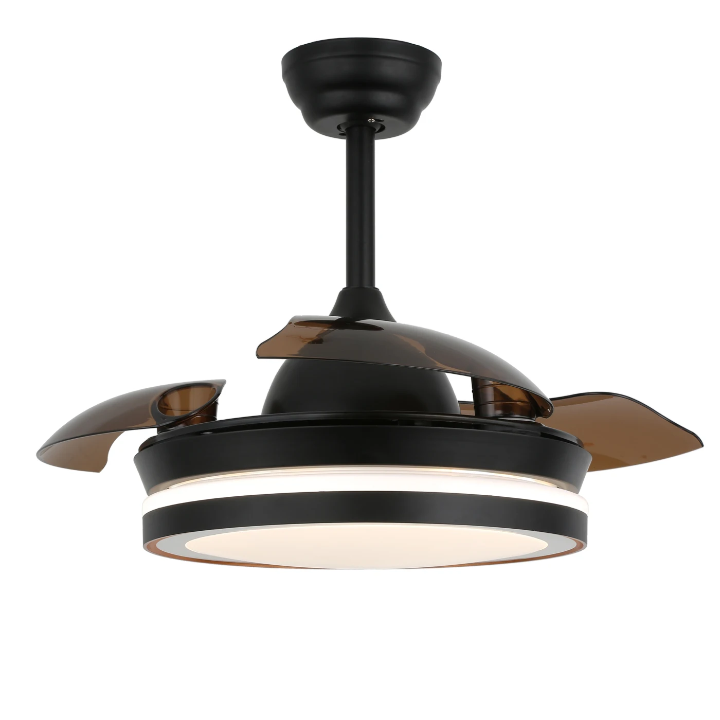 Modern Ceiling Fan Lamp  42 inch Interior Black Decorative Lighting Fan 3 Retractable Blades Ceiling Fan With 3 Color Light