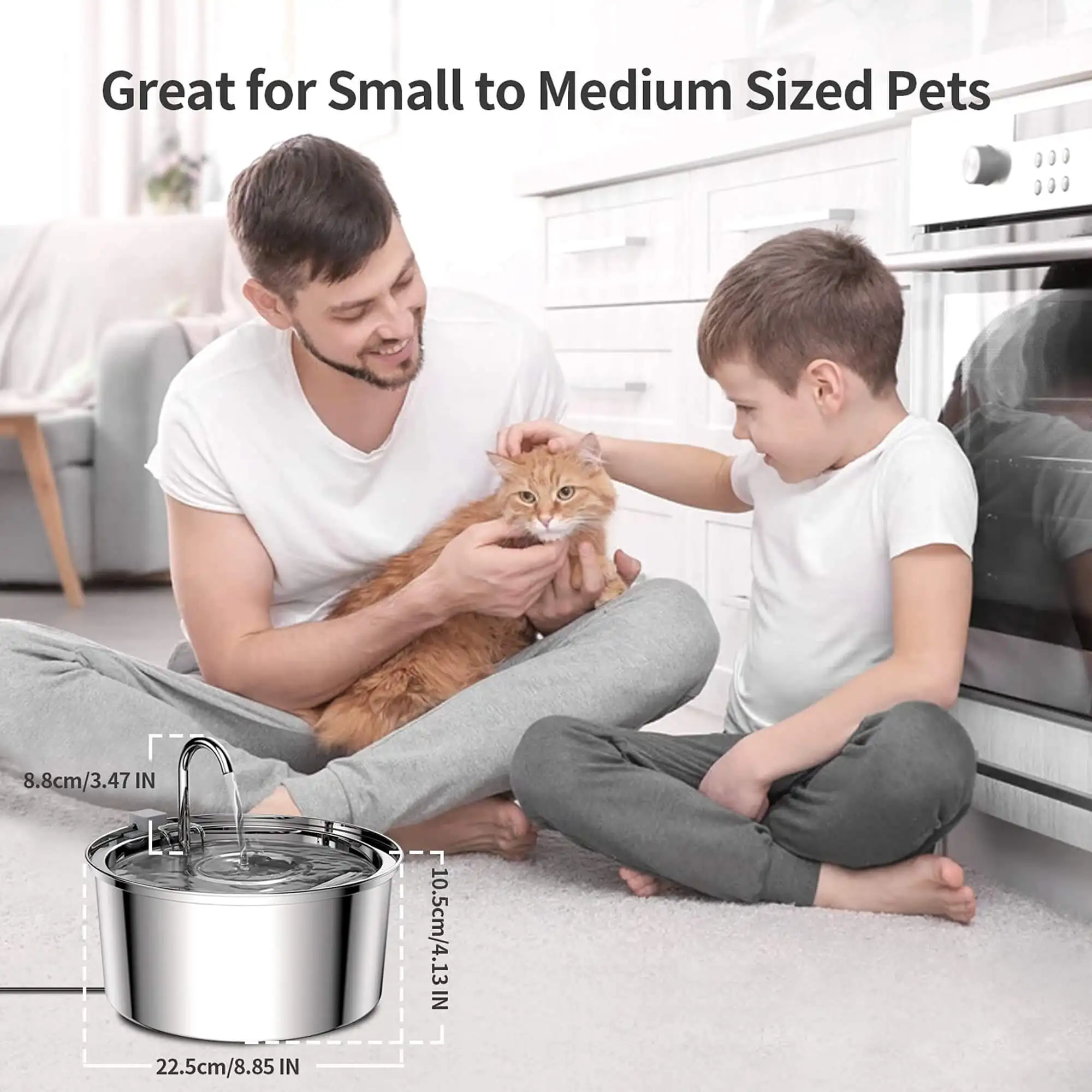 Petwant OEM ODM 3.2L/108Oz Stainless Steel Automatic Pet Cat Dog Drinking Water Fountain Bowls With Replacement Filters