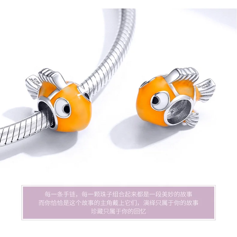 Customized by manufacturer charm silver Clownfish Bracelet Beaded Animal Silver Devil fish Sterling Silver pearls and jewels