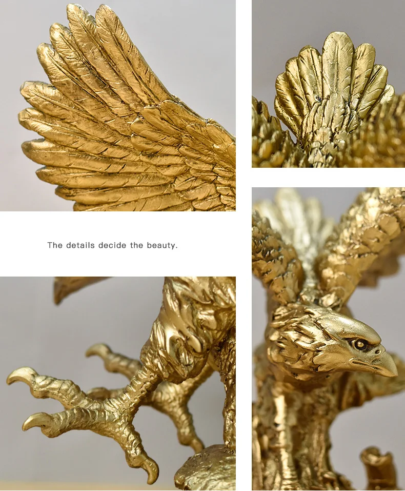 Hot Sale Resin Spreading Wings Eagle Statue Home Decoration Office Ornament Eagle Sculpture Resin Crafts Artificial Crafts