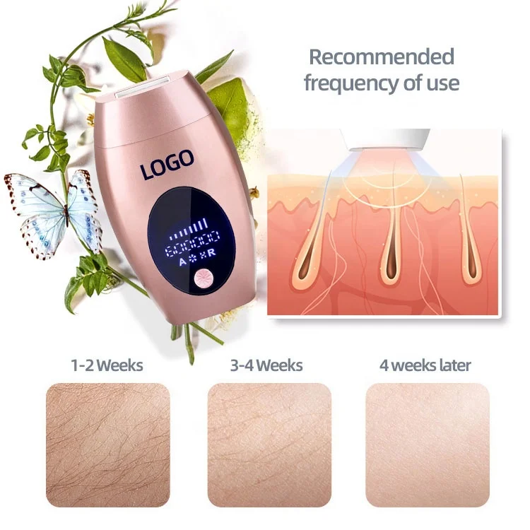 
Logo customized home painless mini portable permanently pulsed light hair epilator electrolysis IPL laser hair removal machine 