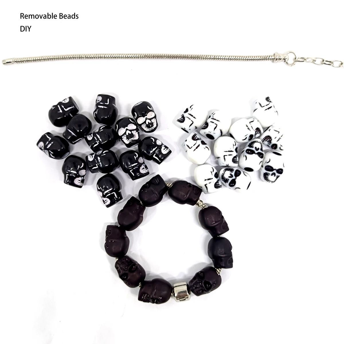 450pcs/Bag large hole barrel bead Skull Halloween Acrylic Beads 15mm Diy Hair Bead Bracelet Jewelry Accessories