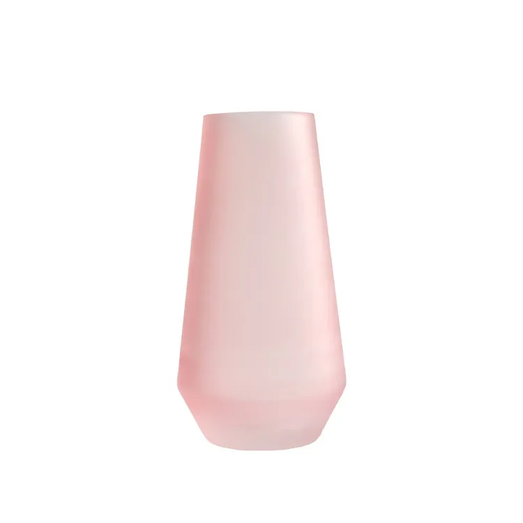
Hand Blown Modern Simple Style Pink Glass Flower Vase for Home Decor 