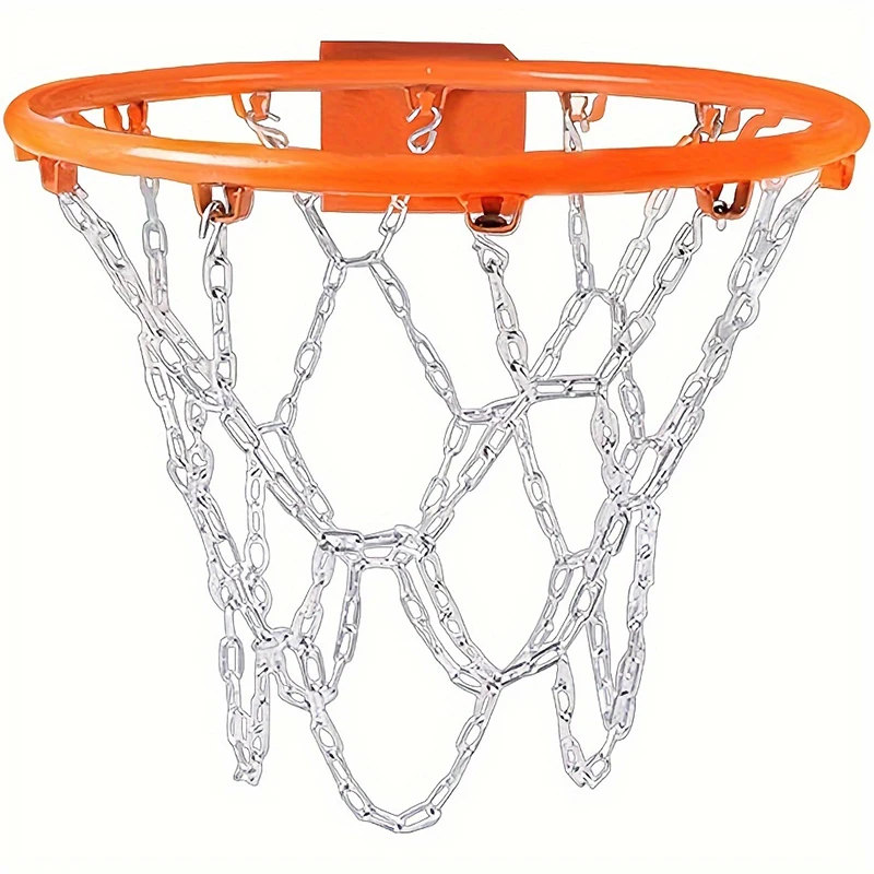 M0060 Heavy Duty 12-Hole Basketball Net Indoor/Outdoor Metal Braided Chain Standard Training Equipment