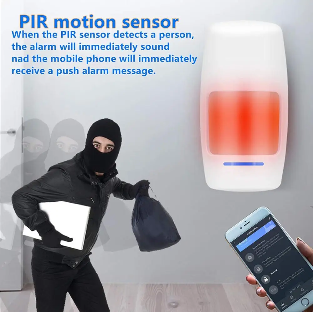 New design WiFi/RF433 Smart Home Security Alarm System Kit With Motion Detector Door Sensor Wifi Gateway