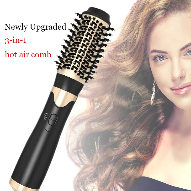 Negative Ion Hair Straightening Brush Salon 3  In 1 Volumizer Hot Air Brush One Step Hair Dryer Brush