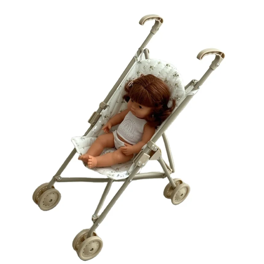 Vintage Flowers Minikane Doll Accessory Toys Dolls Cotton Stroller with Pouch