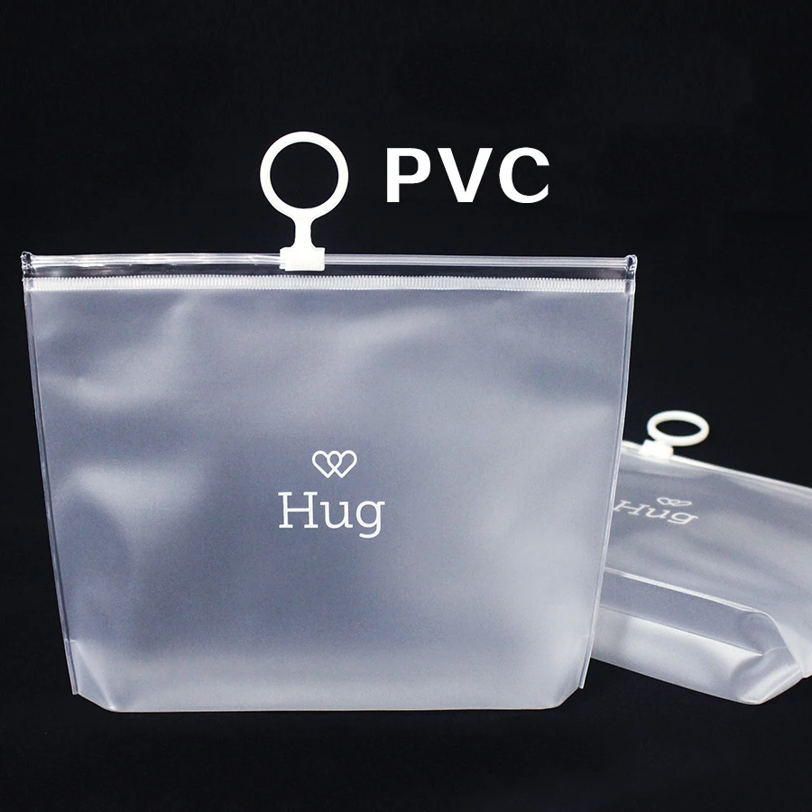 
Wholesale Custom Logo Biodegradable Frosted PVC Bag For clothing cosmetic swimwear zipper packaging pouch 