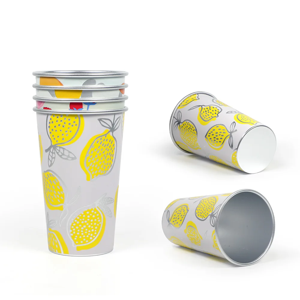 Party outdoor camping reusable silver metal beverage can mug wine glass oxidation beer cold aluminum cup custom logo